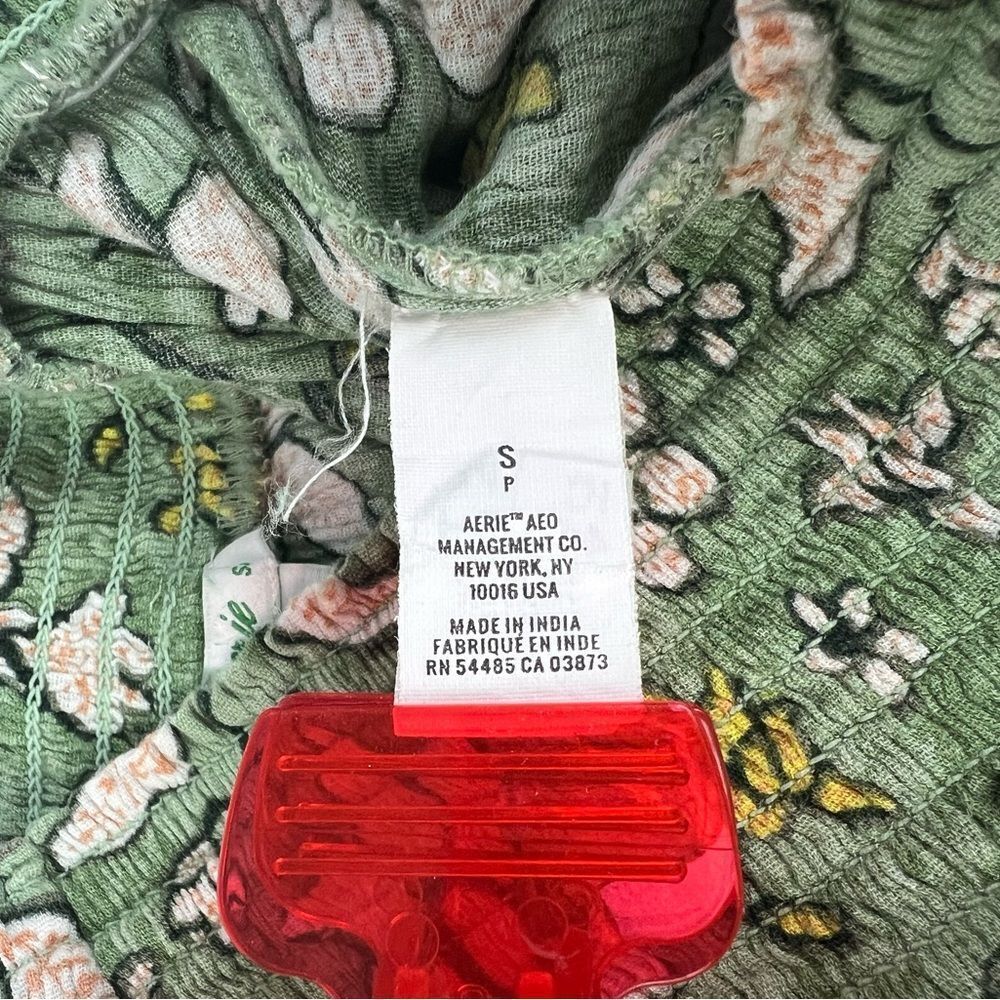Aerie Green Floral Viscose Lightweight Joggers Pants Drawstring Waist Size Small - Picture 7 of 9
